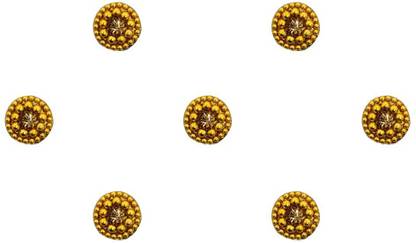 Comet Busters Beautiful Golden Round Bindi With Gold Beads Border (7mm) (BV1673) Forehead Gold Bindis