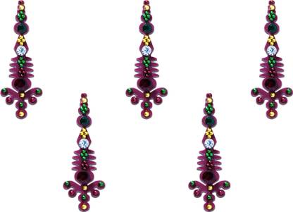 Comet Busters Handcrafted Maroon Long Bindis With Stone Work (BV1104) Forehead Maroon Bindis