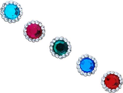 Comet Busters Stone Multicolor Bindi With Diamond Border (8 mm) (BV374) Forehead Multicolor Bindis