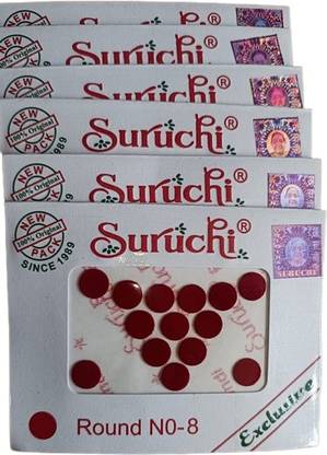 PrishaCreationStore 8 Number Size Plain Marroon Color Bindi Set of 6 ALL purpose Maroon Bindis