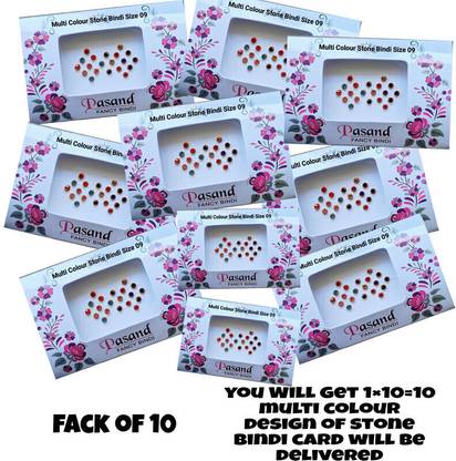 QUBIX New-FB226Multi small stone Bindi Forehed Multicolor Bindis