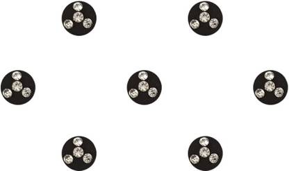 Comet Busters Beautiful Black Velvet Round Bindi With Stones (7mm) (BV1585) Forehead Black Bindis