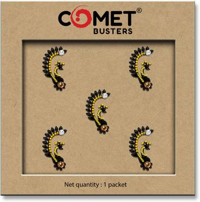 Comet Busters Beautiful Black Peacock Bindis (BIN1352)(14mm) Forehead Black Bindis