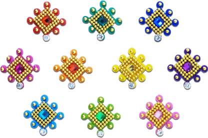 Comet Busters Square Beautiful Colorful Bindi (BV599) Forehead Multicolor Bindis