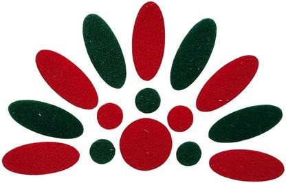 Comet Busters Handcrafted Red and Green Velvet Oval Bindis (BV1895) (15 mm) Forehead Multicolor Bindis