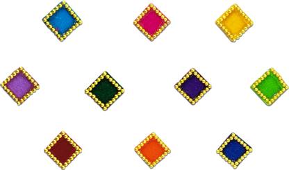Comet Busters Multicolor Square Velvet Bindi For Women (BV124) Forehead Multicolor Bindis