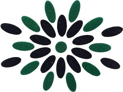 Comet Busters Handcrafted Green and Black Velvet Oval Bindis (BV1870) (9 mm) Forehead Multicolor Bindis