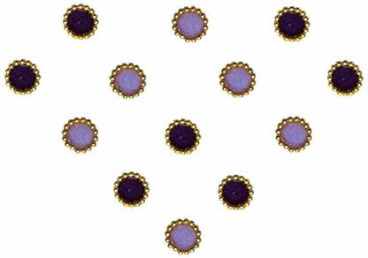 Comet Busters Round Purple and Black Bindi With Gold Beads Border (5 mm) (BIV233) Forehead Multicolor Bindis