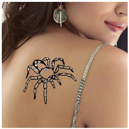 Comet Busters Black Spider Temporary Body Tattoo Skin Jewellery Sticker Forehead Black Bindis