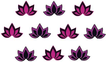 Comet Busters Handcrafted Black and Pink Floral Lotus Bindis (BV1946) Forehead Multicolor Bindis