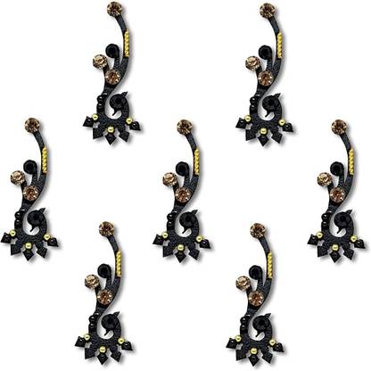 Comet Busters Handcrafted Black Bindis with Golden Stones (BV1924) Forehead Black Bindis