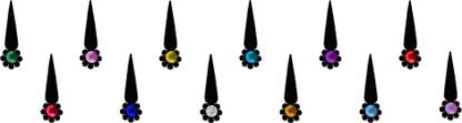 Comet Busters Traditional Black With Multicolor Crystal Bindi (BV227) Forehead Black Bindis