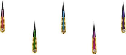 Comet Busters Colorful Tilak Bindis With Gold Beads and Silver Stone (BIN909) Forehead Gold, Silver Bindis