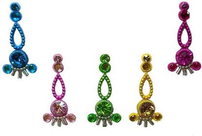 Comet Busters Multicolor Long Bindis With Stone Work (BIN1100) Forehead Multicolor Bindis