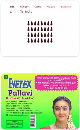 Eyetex Pallavi Sticker Kumkum Forehead Maroon Bindis