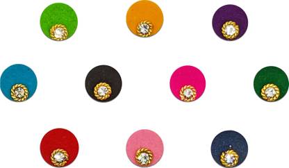Comet Busters Multicolored Round Bindi for Women With Single Stone (7mm) (BV1461) Forehead Multicolor Bindis
