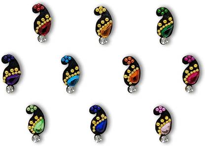 Comet Busters Handcrafted Black Bindis with Stones (BV1920) Forehead Black Bindis