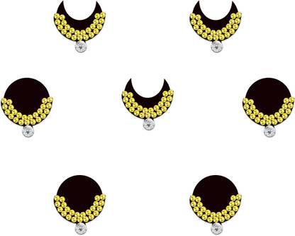 Comet Busters Black Cresent And Round Bindis (8mm) (BIN2125) Forehead Black Bindis