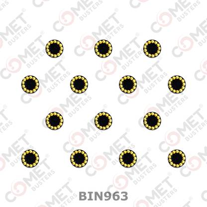 Comet Busters Round Black Bindi With Gold Beads Border (4 mm) (BV963) Forehead Black Bindis