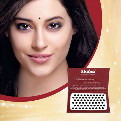 Shilpa Vive Sticker Kumkum Bindi (7, Black) (Box Contains 15 Packs) Forehead Black Bindis