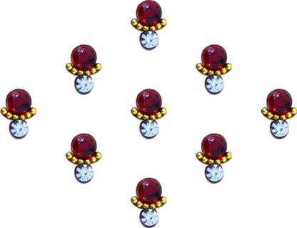 Comet Busters Maroon And Silver Stone Bindi (BV905) Forehead Multicolor Bindis