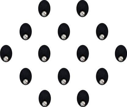 Comet Busters Black Oval Velvet Bindis With Stone (6 mm) (BV1402) Forehead Black Bindis
