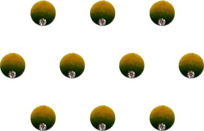 Comet Busters Yellow Green Shaded Ombre Bindis With Silver Stone (6mm) (BV1270) Forehead Multicolor Bindis
