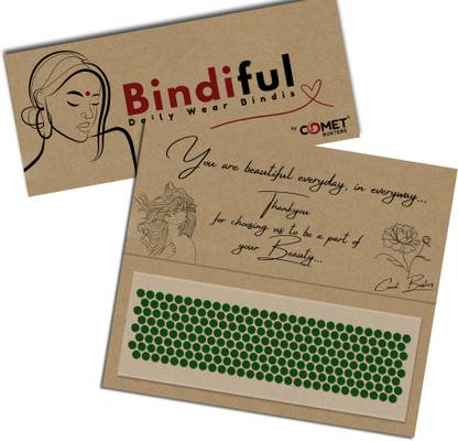 Comet Busters Bindiful Dailywear Velvet Dark Green Round Bindis(4mm)(bf225)(Pack of 1) Forehead Green Bindis