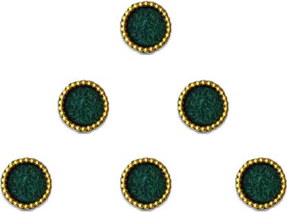Comet Busters Round Velvet Dark Green Bindi With Golden Border (8 mm) (BV379) Forehead Green Bindis