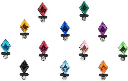 Comet Busters Designer Diamond Shaped Multicolor Bindi With Stones (BV1563) Forehead Multicolor Bindis