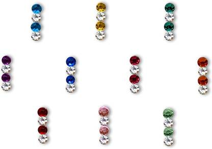 Comet Busters Handcrafted Bindis with Multicolor and Silver Stones (BV1933) Forehead Multicolor Bindis