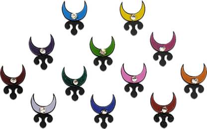 Comet Busters Fancy Multicolor Moon Bindi With Silver Stone (BV1529) Forehead Multicolor Bindis