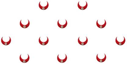 Comet Busters Red Moon Bindi With Silver Stone (7mm) (BIN1032) Forehead Red, Silver Bindis