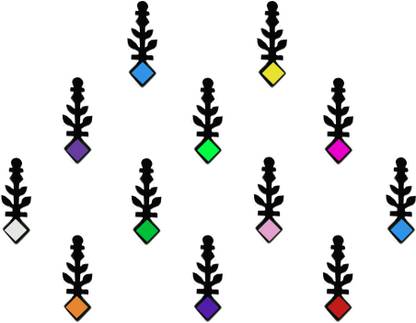 Comet Busters Traditional Black Bindi with Multicolor Squares (BV412) Forehead Black Bindis