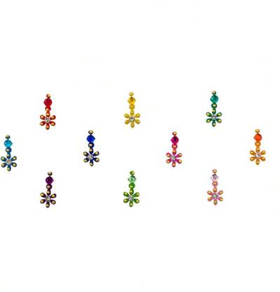 Comet Busters Beautiful Multicolor Flower Design Bindi (BIN828) Forehead Multicolor Bindis