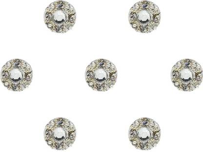Comet Busters Beautiful Silver Round Bindi With Stones (9mm) (BV1679) Forehead Silver Bindis