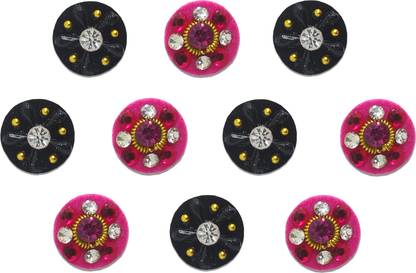 Comet Busters Beautiful Traditional Pink and Black Bindi For Women (9 mm) (BV184) Forehead Multicolor Bindis