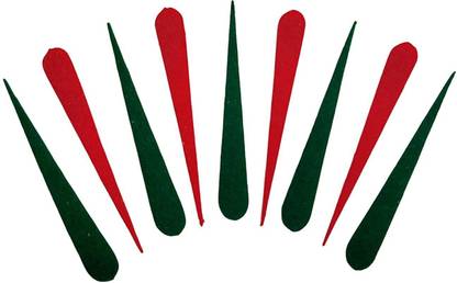 Comet Busters Handcrafted Red and Green Velvet Tilak Bindis (30mm) (BV1809) Forehead Multicolor Bindis