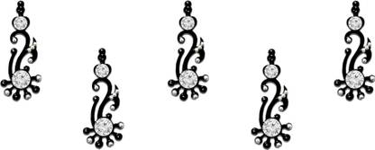 Comet Busters Black Long Bindis With Silver Stone (BV1166) Forehead Black Bindis