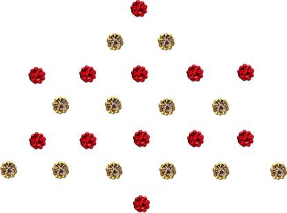 Comet Busters Gold and Red Handcrafted Diamond Dot Stone Bindis For Women (2.5mm)(BIN094) Forehead Multicolor Bindis
