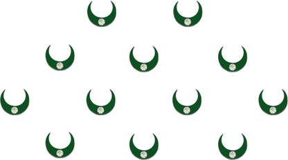 Comet Busters Handcrafted Dark Green Moon Bindis With Stone (7mm) (BV1295) Forehead Green Bindis