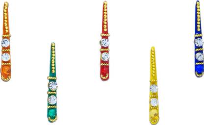 Comet Busters Beautiful Multicolor Tilak Bindi With Gold Beads (15 mm) (BV798) Forehead Multicolor Bindis