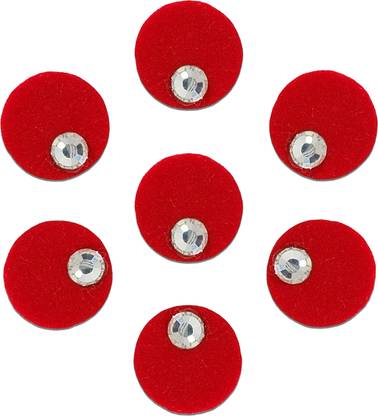 Comet Busters Round Velvet Red Bindi With Silver Stone (BV962) Forehead Red Bindis