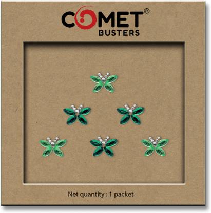 Comet Busters Beautiful Green Butterfly Stone Face Gems Bindis (BV1688) Forehead Green Bindis