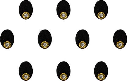 Comet Busters Black Oval Velvet Bindi With Single Stone (9mm) (BIN1464) Forehead Multicolor Bindis  (Basic with Diamond)