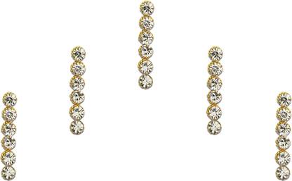Comet Busters Beautiful Six Stone Long Silver Bindi for Women (BV1486) Forehead Multicolor Bindis