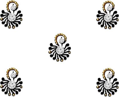 Comet Busters Beautiful Fancy Black Bindis With Gold Beads (BV1129) Forehead Black Bindis