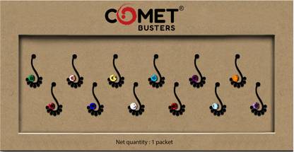 Comet Busters Beautiful Black Bindi With Multicolor Stones (BV313) Forehead Black Bindis