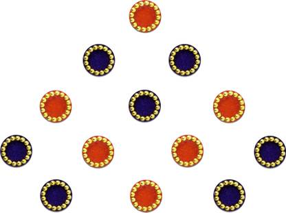 Comet Busters Round Orange and Purple Bindi With Gold Beads Border (5 mm) (BV242) Forehead Multicolor Bindis
