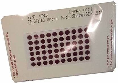 Eyetex Pallavi Sticker Kumkum, P5 - Maroon (Circle, Round) - 20 Flaps (Pottu, Bindi) Forehead Maroon Bindis